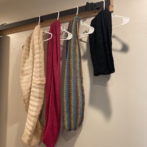 Bundle of 4 infinity scarves, varying lengths